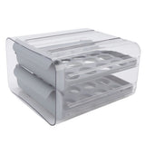 Egg Drawer Double Layer Transparent 32 Lattice Large Capacity Egg Storage Box for Refrigerator Grey - Side View