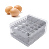 Egg Drawer Double Layer Transparent 32 Lattice Large Capacity Egg Storage Box for Refrigerator Grey