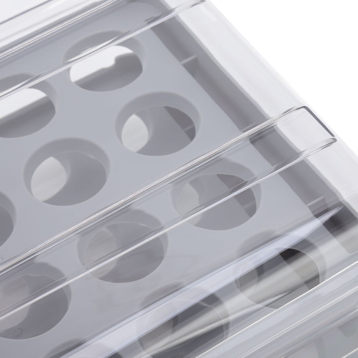 Egg Drawer Double Layer Transparent 32 Lattice Large Capacity Egg Storage Box for Refrigerator Grey
