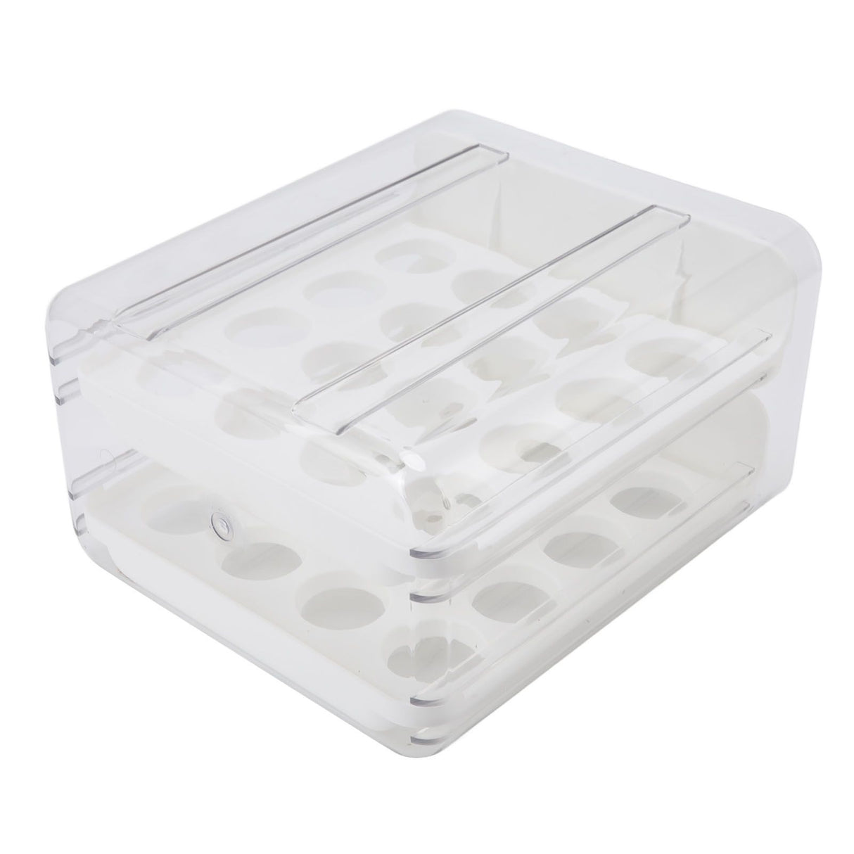 Egg Drawer Double Layer Transparent 32 Lattice Large Capacity Egg Storage Box for Refrigerator White