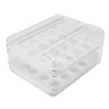 Egg Drawer Double Layer Transparent 32 Lattice Large Capacity Egg Storage Box for Refrigerator White - Side View