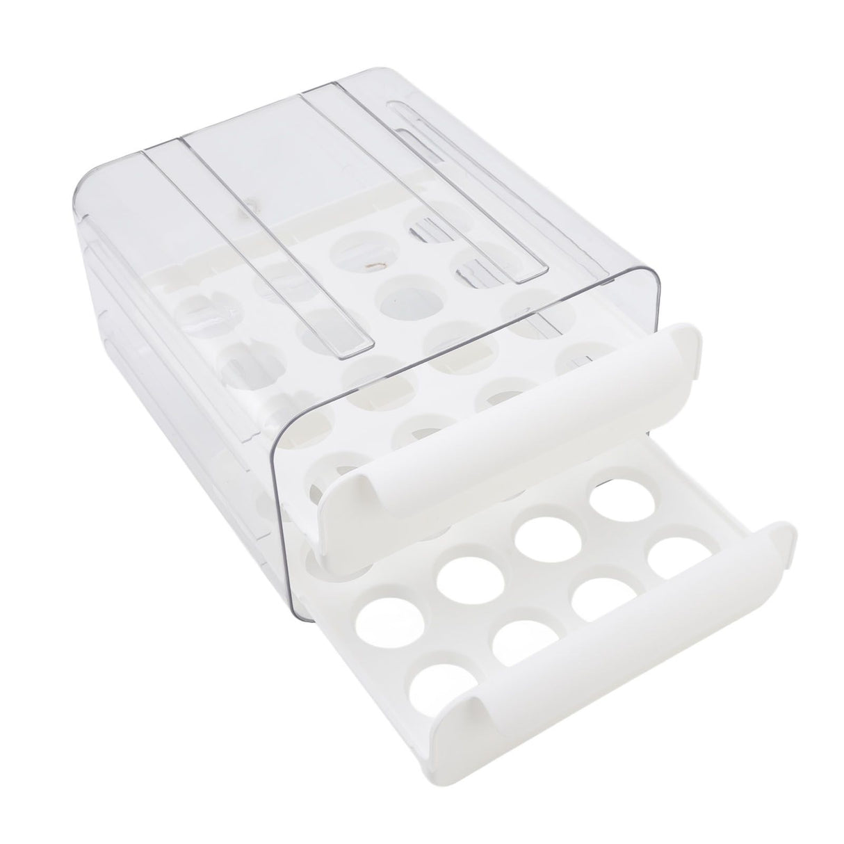 Egg Drawer Double Layer Transparent 32 Lattice Large Capacity Egg Storage Box for Refrigerator White