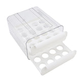 Egg Drawer Double Layer Transparent 32 Lattice Large Capacity Egg Storage Box for Refrigerator White - Top-Down View