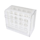 Egg Drawer Double Layer Transparent 32 Lattice Large Capacity Egg Storage Box for Refrigerator White - Rear View