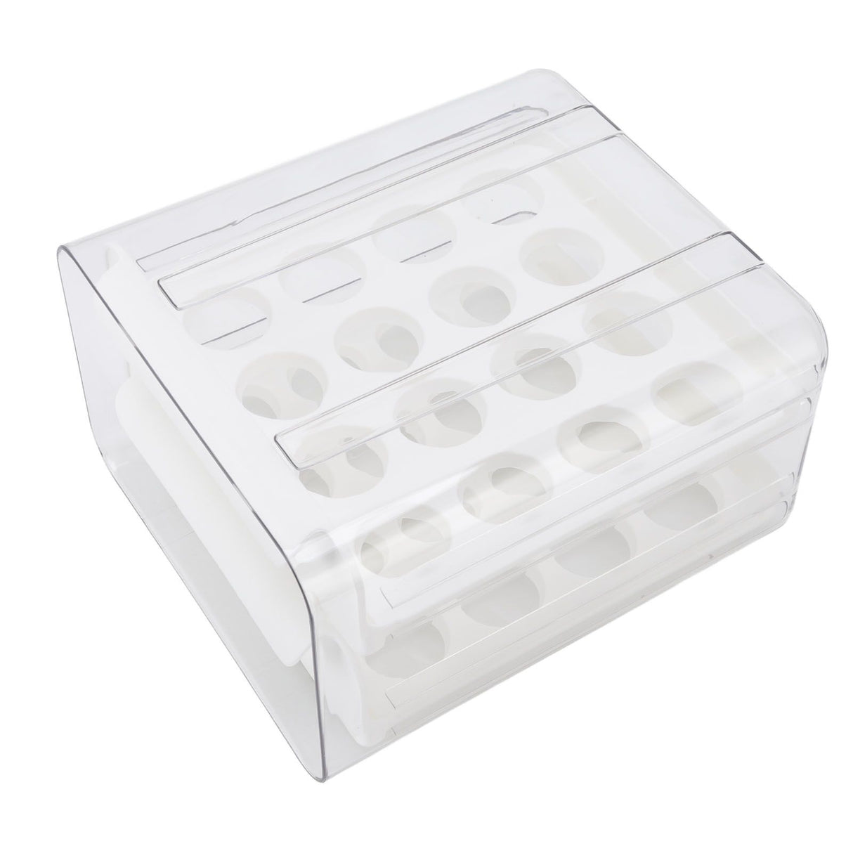Egg Drawer Double Layer Transparent 32 Lattice Large Capacity Egg Storage Box for Refrigerator White