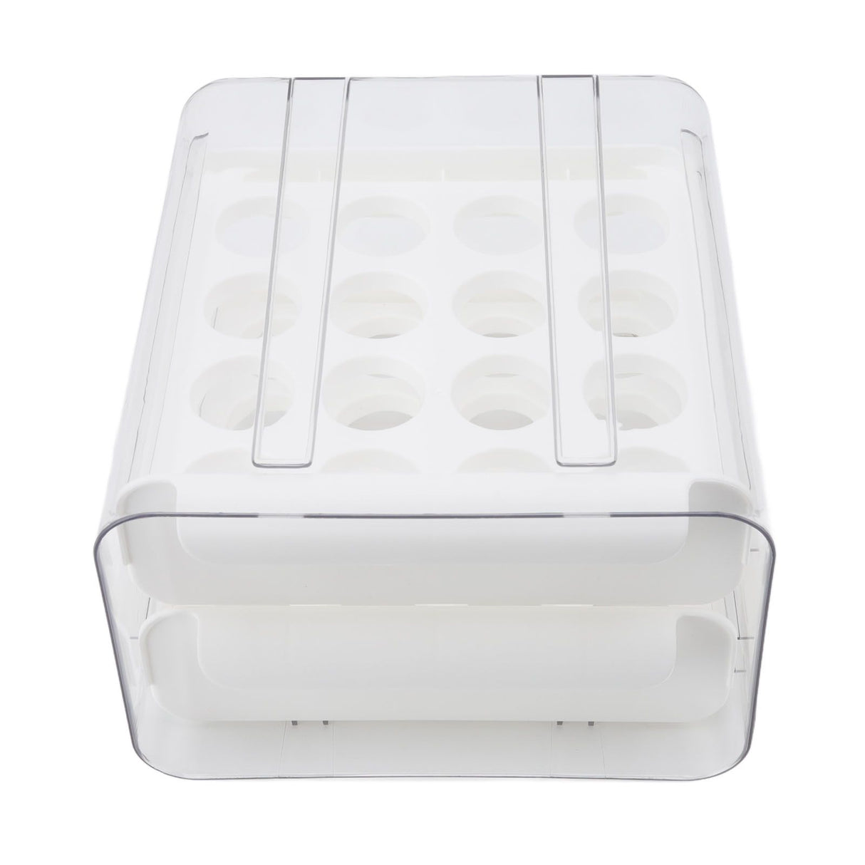 Egg Drawer Double Layer Transparent 32 Lattice Large Capacity Egg Storage Box for Refrigerator White