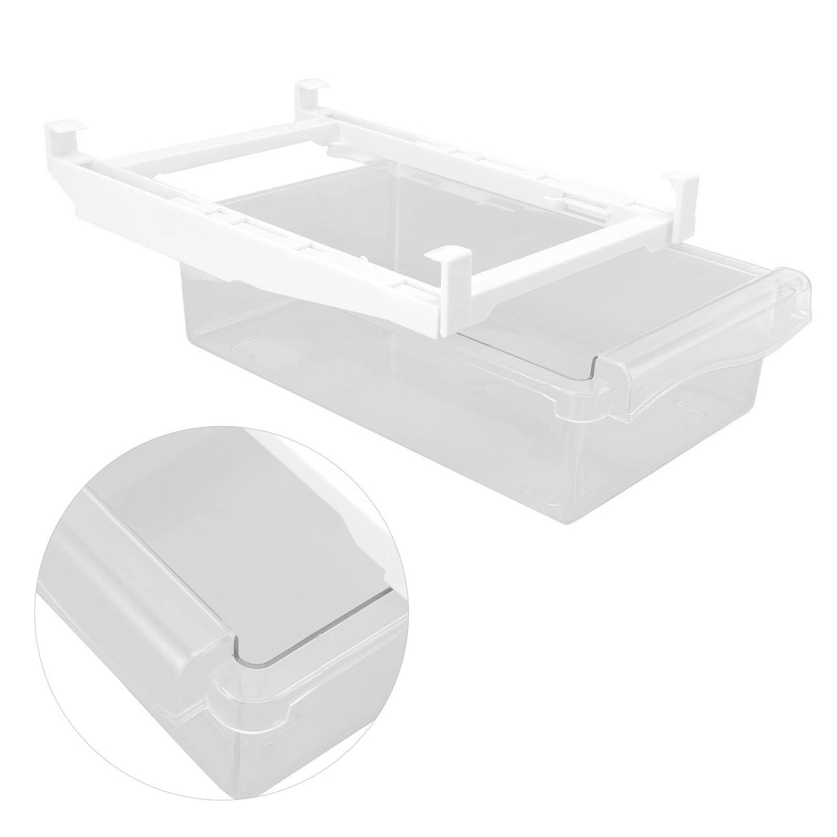 Refrigerator Organizer Bins Extended Handle Spring Lever BPA Free 1 Grid Hanging Fridge Drawer Organizer for Food Fruit Vegetable Box