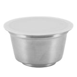 Refillable Coffee Capsule Stainless Steel High Temperature Resistant Reusable Coffe Pod for Home White - Front View