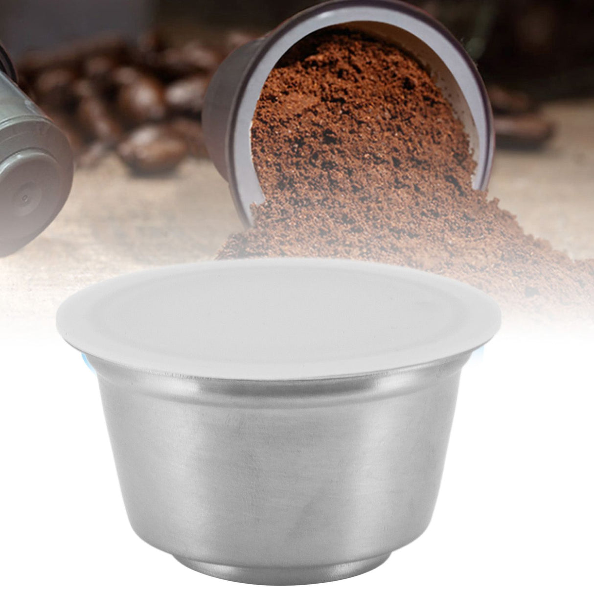 Refillable Coffee Capsule Stainless Steel High Temperature Resistant Reusable Coffe Pod for Home White