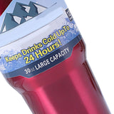 Insulated Tumbler 30oz Drink Cup Stainless Steel with Lid for Sports Camping Picnic Red - Side View