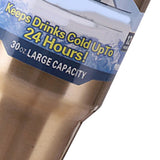 Insulated Tumbler 30oz Drink Cup Stainless Steel with Lid for Sports Camping Picnic Gold - Side View