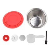 Stainless Steel Refill Coffee Capsules Reusable Coffee Filter Cup Set with Powder Cover for Dolce Gusto Red