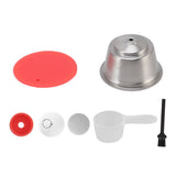 Stainless Steel Refill Coffee Capsules Reusable Coffee Filter Cup Set with Powder Cover for Dolce Gusto Red - Side View
