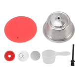 Stainless Steel Refill Coffee Capsules Reusable Coffee Filter Cup Set with Powder Cover for Dolce Gusto Red - Top-Down View