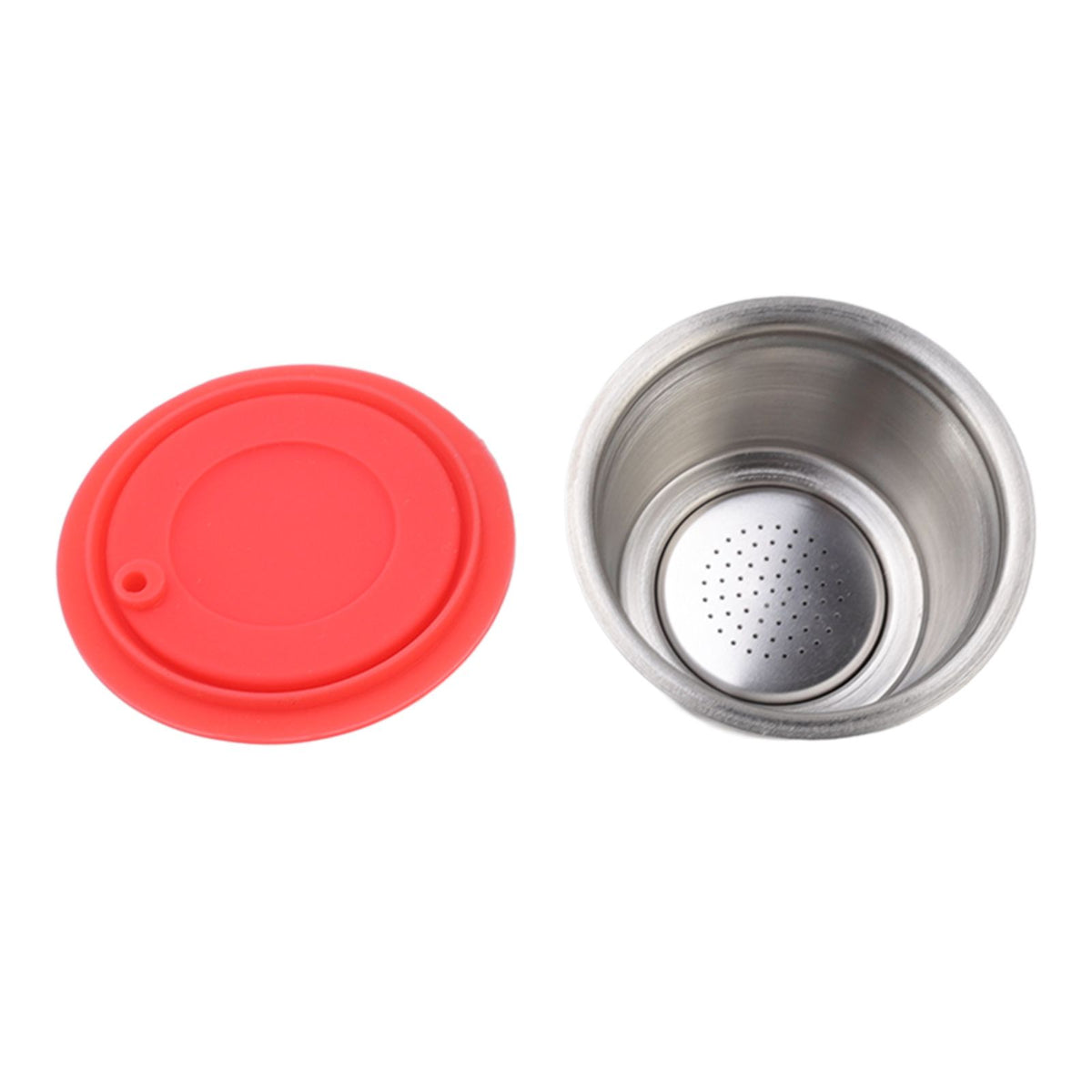 Stainless Steel Refill Coffee Capsules Reusable Coffee Filter Cup Set with Powder Cover for Dolce Gusto Red