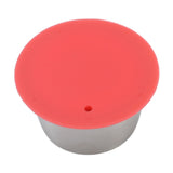 Stainless Steel Refill Coffee Capsules Reusable Coffee Filter Cup Set with Powder Cover for Dolce Gusto Red - Rear View