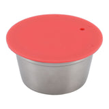 Stainless Steel Refill Coffee Capsules Reusable Coffee Filter Cup Set with Powder Cover for Dolce Gusto Red