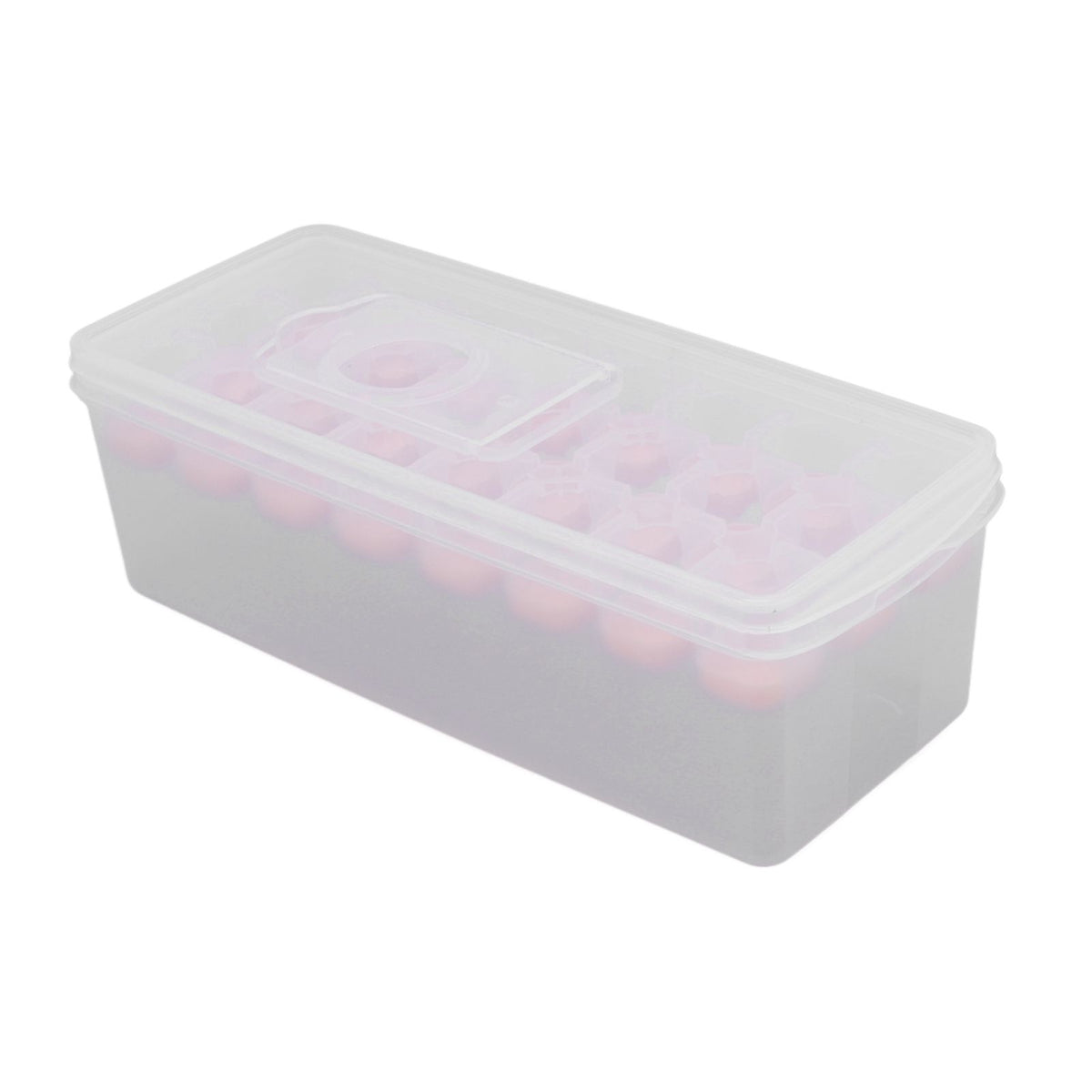 Ice Cube Tray Safe Healthy Easy Release Stackable 24 Cubes Multipurpose Ice Maker Mold with Lid for Popsicles Puddings Pink
