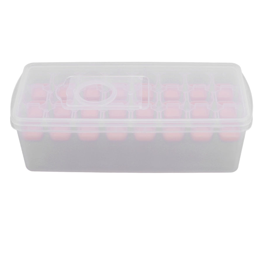 Ice Cube Tray Safe Healthy Easy Release Stackable 24 Cubes Multipurpose Ice Maker Mold with Lid for Popsicles Puddings Pink