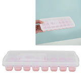 Ice Cube Tray Safe Healthy Easy Release Stackable 24 Cubes Multipurpose Ice Maker Mold with Lid for Popsicles Puddings Pink