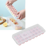 Ice Cube Tray Safe Healthy Easy Release Stackable 24 Cubes Multipurpose Ice Maker Mold with Lid for Popsicles Puddings Pink