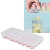 Ice Cube Tray Safe Healthy Easy Release Stackable 24 Cubes Multipurpose Ice Maker Mold with Lid for Popsicles Puddings Pink