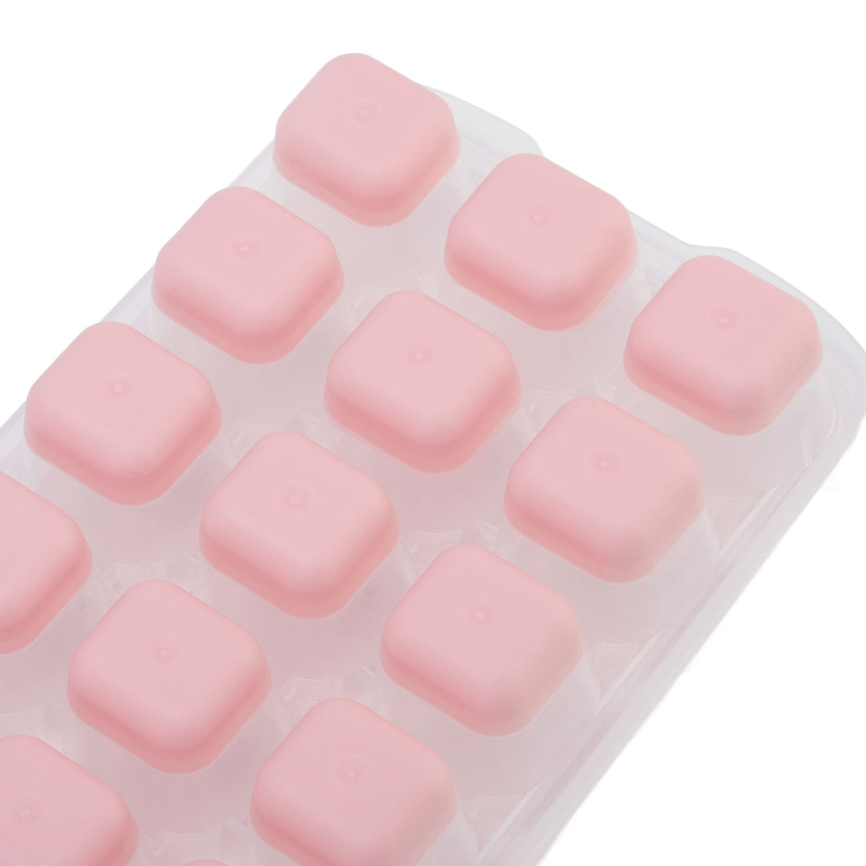 Ice Cube Tray Safe Healthy Easy Release Stackable 24 Cubes Multipurpose Ice Maker Mold with Lid for Popsicles Puddings Pink