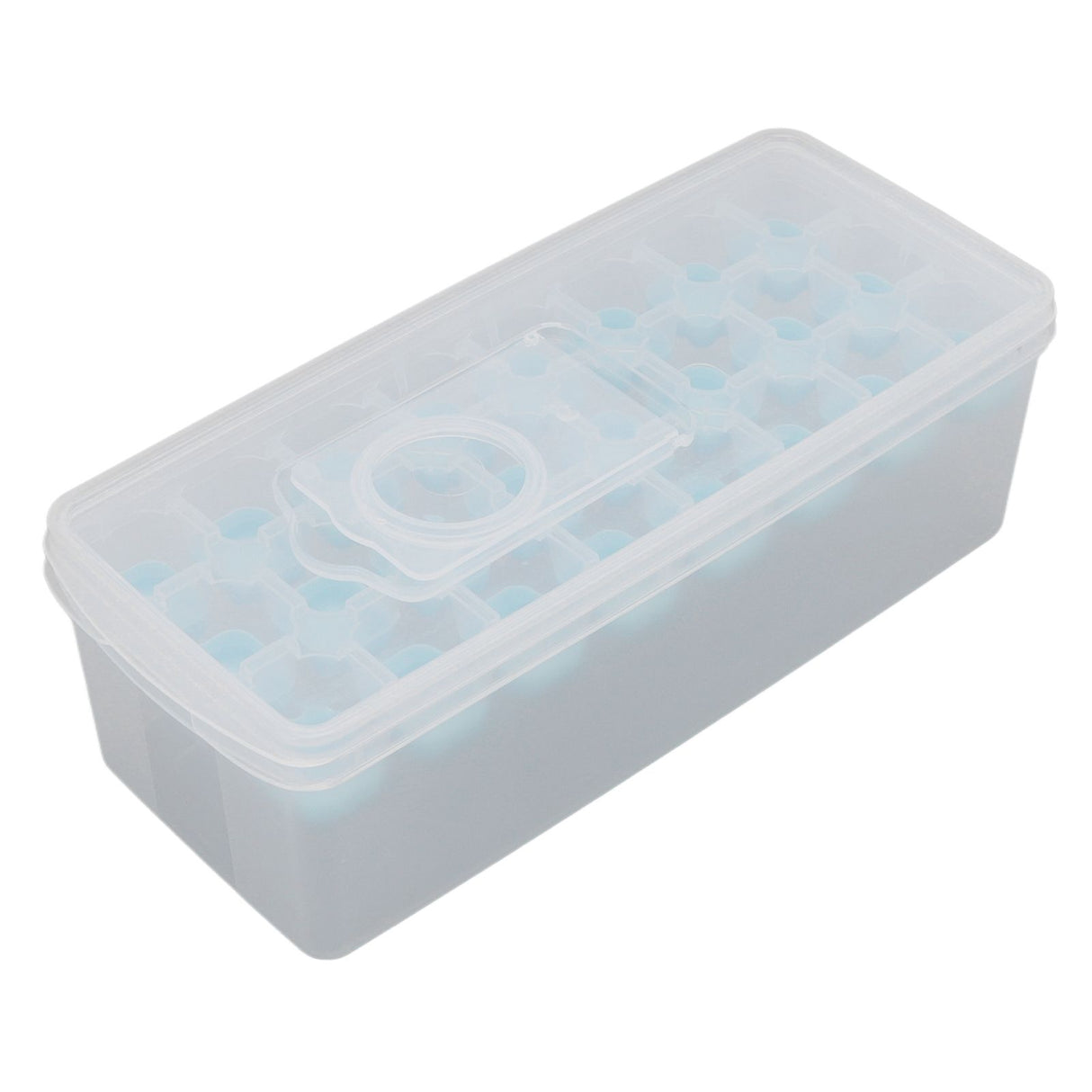 Ice Cube Tray Safe Healthy Easy Release Stackable 24 Cubes Multipurpose Ice Maker Mold with Lid for Popsicles Puddings Blue