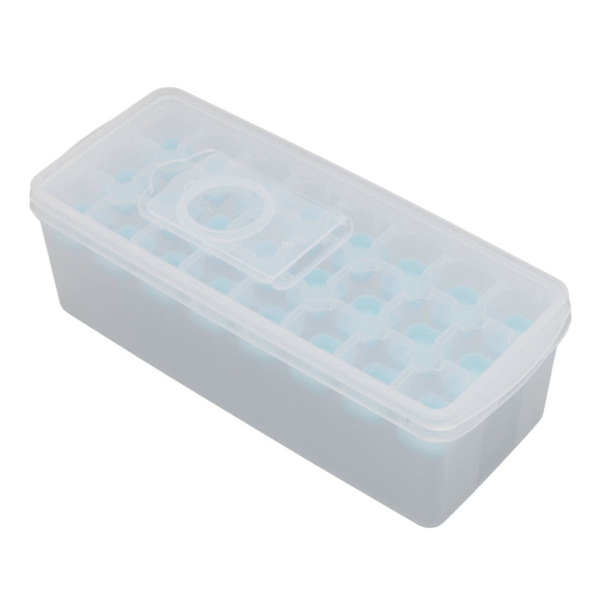 Ice Cube Tray Safe Healthy Easy Release Stackable 24 Cubes Multipurpose Ice Maker Mold with Lid for Popsicles Puddings Blue