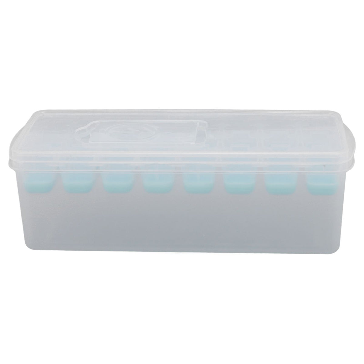 Ice Cube Tray Safe Healthy Easy Release Stackable 24 Cubes Multipurpose Ice Maker Mold with Lid for Popsicles Puddings Blue