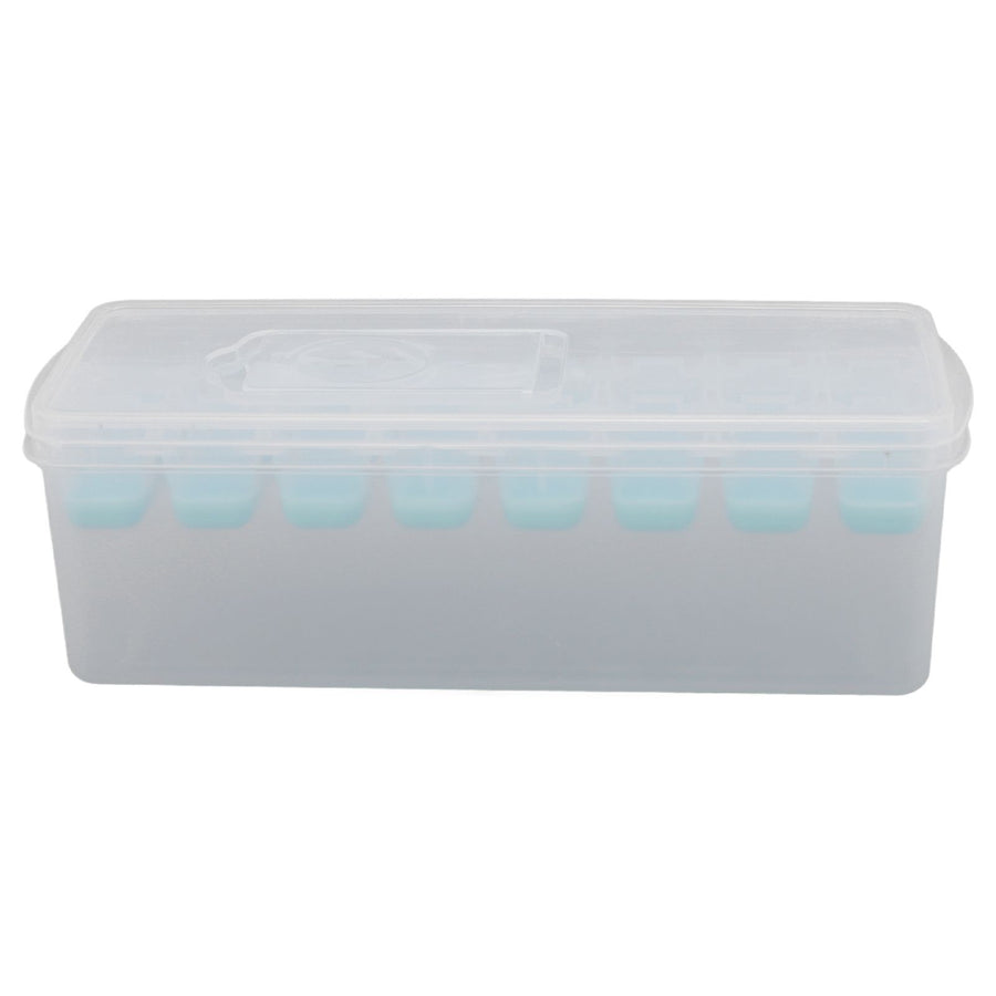 Ice Cube Tray Safe Healthy Easy Release Stackable 24 Cubes Multipurpose Ice Maker Mold with Lid for Popsicles Puddings Blue
