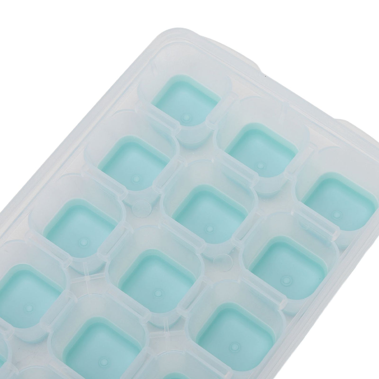 Ice Cube Tray Safe Healthy Easy Release Stackable 24 Cubes Multipurpose Ice Maker Mold with Lid for Popsicles Puddings Blue