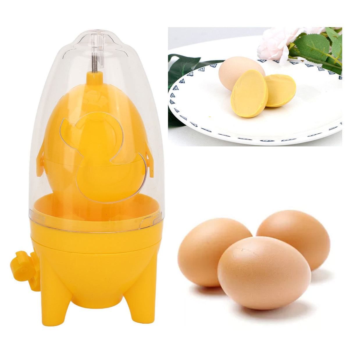 Egg Scrambler Manual Puller Portable Egg Yolk White Mixer with Silicone Pad for Golden Egg Making Yellow
