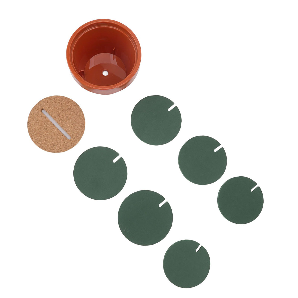 7 Pcs Cactus Coaster Set Cute Funny Green Cactus Coaster Non Slip Heat Insulation Tea Coaster with Flowerpot Holder
