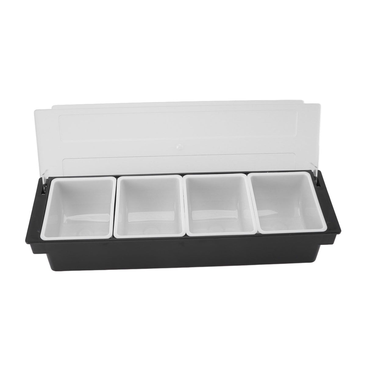 Condiment Caddy Durable Plastic Transparent Lid Detachable Design Multifunction Bar Fruit Caddy for Vege Fruit Seasoning 4 Compartments