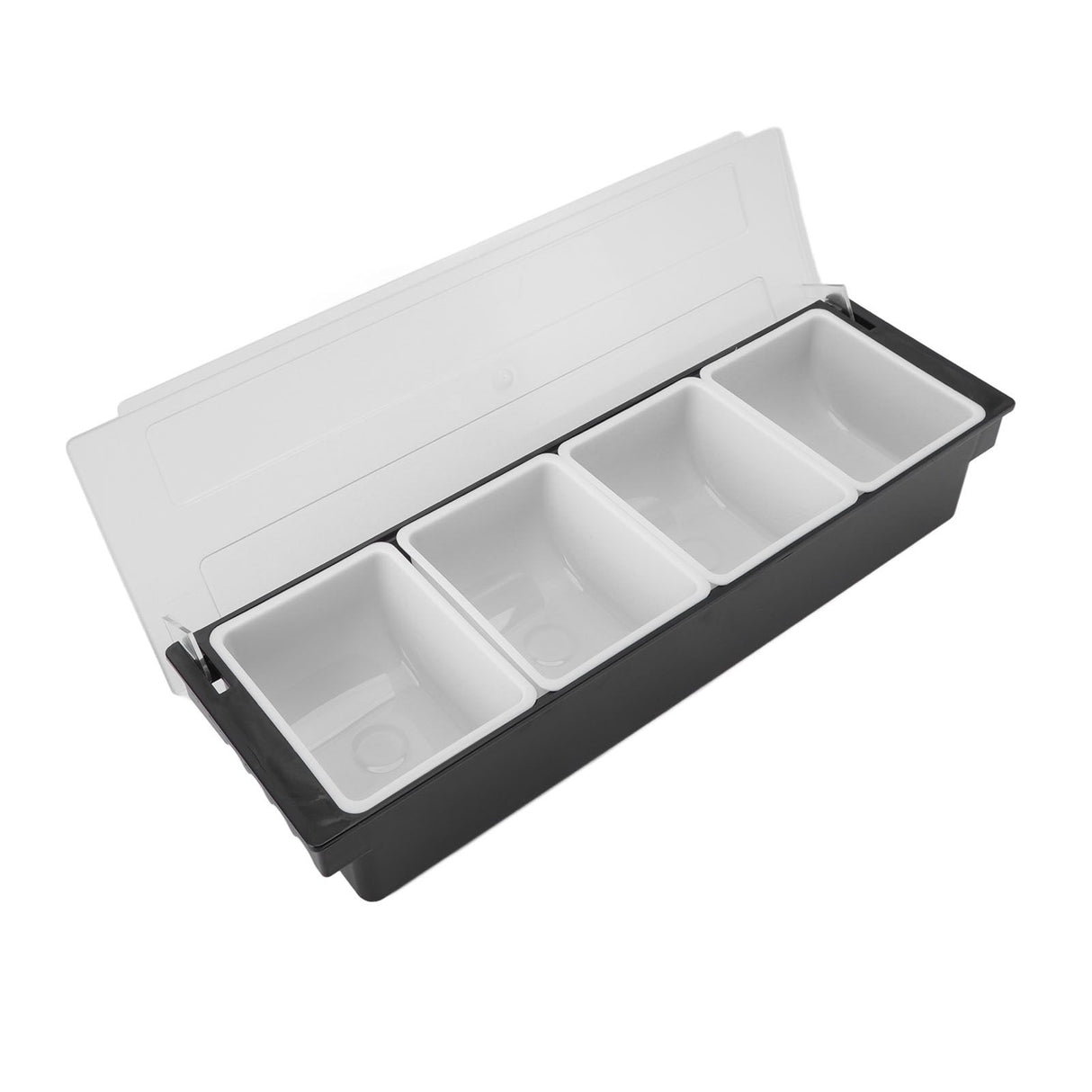 Condiment Caddy Durable Plastic Transparent Lid Detachable Design Multifunction Bar Fruit Caddy for Vege Fruit Seasoning 4 Compartments