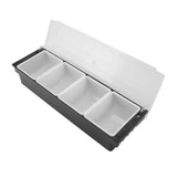 Condiment Caddy Durable Plastic Transparent Lid Detachable Design Multifunction Bar Fruit Caddy for Vege Fruit Seasoning 4 Compartments - Side View