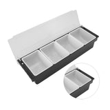 Condiment Caddy Durable Plastic Transparent Lid Detachable Design Multifunction Bar Fruit Caddy for Vege Fruit Seasoning 4 Compartments