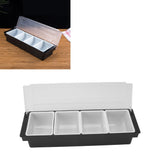 Condiment Caddy Durable Plastic Transparent Lid Detachable Design Multifunction Bar Fruit Caddy for Vege Fruit Seasoning 4 Compartments