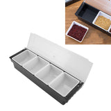 Condiment Caddy Durable Plastic Transparent Lid Detachable Design Multifunction Bar Fruit Caddy for Vege Fruit Seasoning 4 Compartments