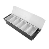 Condiment Caddy Durable Plastic Transparent Lid Detachable Design Multifunction Bar Fruit Caddy for Vege Fruit Seasoning 6 Compartments - Close-Up Angle
