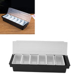 Condiment Caddy Durable Plastic Transparent Lid Detachable Design Multifunction Bar Fruit Caddy for Vege Fruit Seasoning 6 Compartments