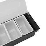 Condiment Caddy Durable Plastic Transparent Lid Detachable Design Multifunction Bar Fruit Caddy for Vege Fruit Seasoning 6 Compartments
