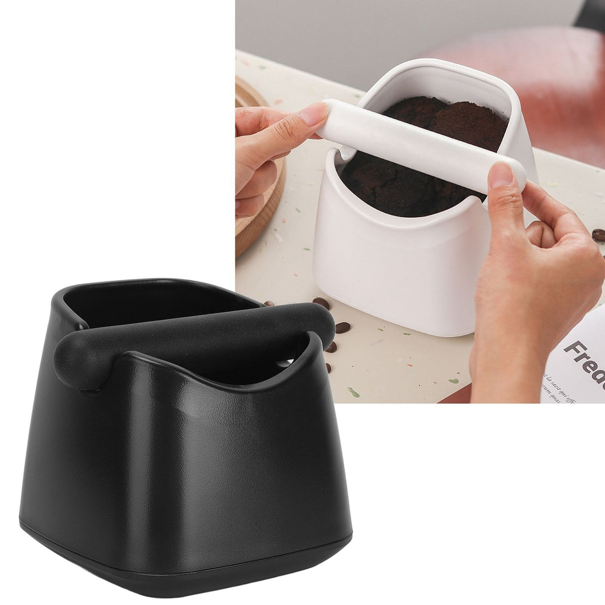 Coffee Knock Box Drop Resistant Prevent Slip Small Knock Container with Removable Knock Bar for Coffee Ground Black