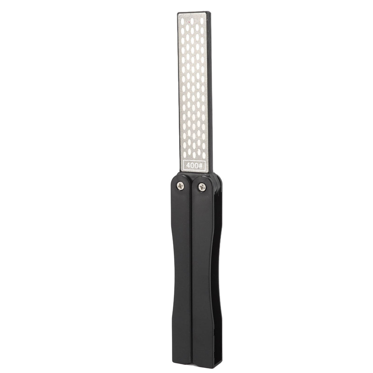 Double Sided Sharpener Portable Emery Fan Shaped Folded Pocket Sharpener for Outdoor Garden Black