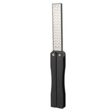 Double Sided Sharpener Portable Emery Fan Shaped Folded Pocket Sharpener for Outdoor Garden Black - Side View