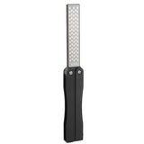 Double Sided Sharpener Portable Emery Fan Shaped Folded Pocket Sharpener for Outdoor Garden Black