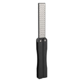 Double Sided Sharpener Portable Emery Fan Shaped Folded Pocket Sharpener for Outdoor Garden Black