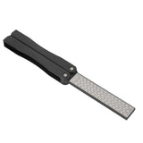 Double Sided Sharpener Portable Emery Fan Shaped Folded Pocket Sharpener for Outdoor Garden Black