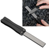 Double Sided Sharpener Portable Emery Fan Shaped Folded Pocket Sharpener for Outdoor Garden Black